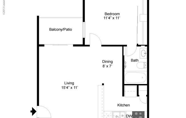 1 bed, 1 bath, 550 sqft, $1,105