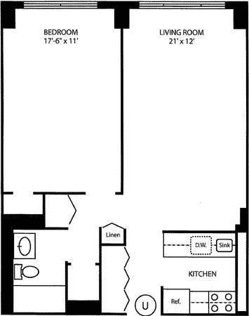 1 bed, 1 bath, $5,500, Unit 7U
