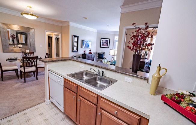 See inside the Kitchen, dining room, living room at Falcon Creek Apartments