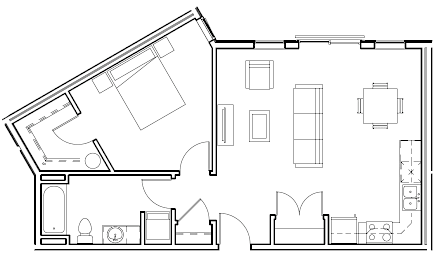 1 bed, 1 bath, 744 sqft, $2,338