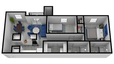 2 beds, 2 baths, 960 sqft, $1,517