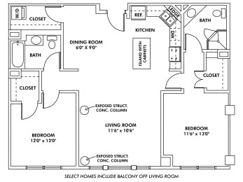 2 beds, 2 baths, 1,115 sqft, $2,525