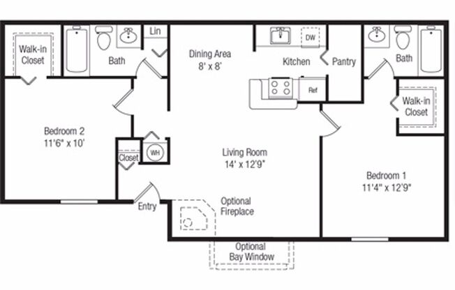 2 beds, 2 baths, 832 sqft, $1,099, Unit 915