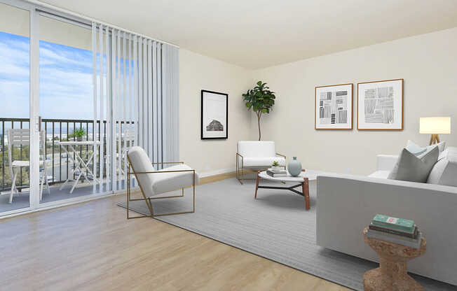 Living Room with Hard Surface Flooring and Balcony