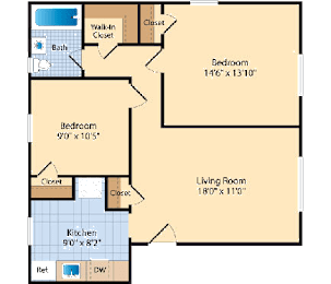 2 beds, 1 bath, 879 sqft, $1,735
