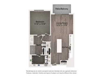 1 bed, 1 bath, 769 sqft, $1,860