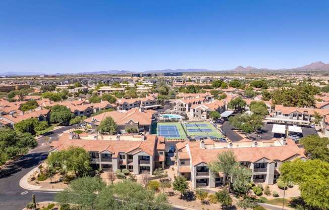 aerial view of hideaway apartment community