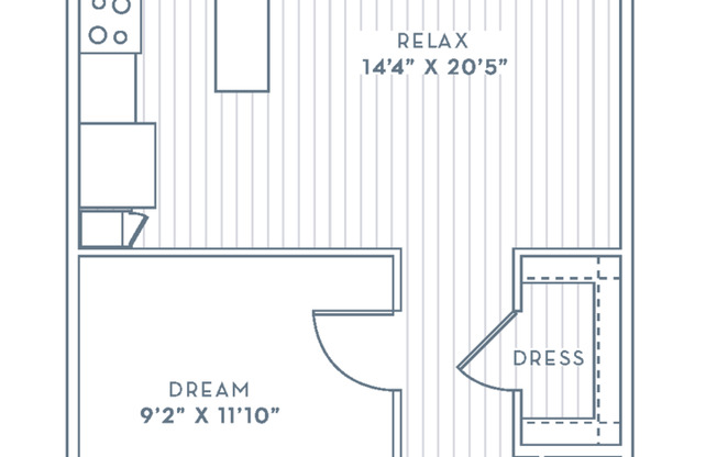 Studio, 1 bath, 696 sqft, $1,278