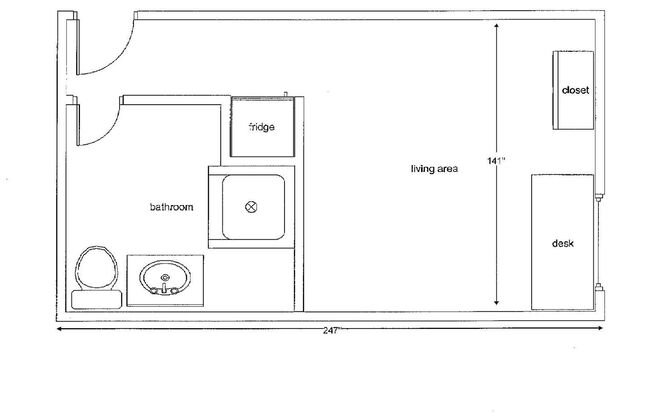 Studio, 1 bath, 245 sqft, $969, Unit 103