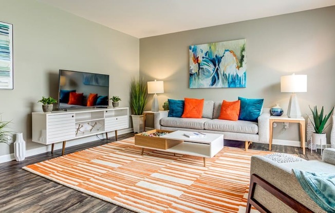 Living room at The View Apartments St Charles, St Charles, Illinois
