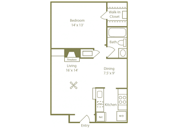 1 bed, 1 bath, 640 sqft, $1,179