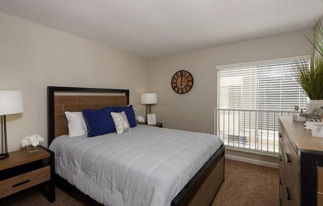 Model bedroom at Horizon Apartments in Santa Ana, California