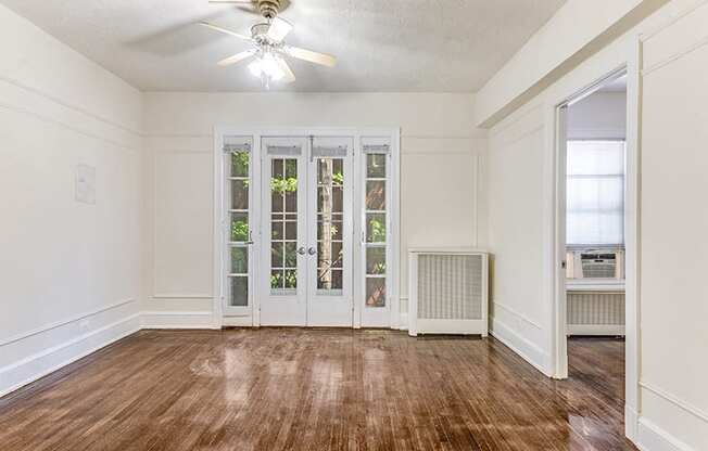 One-bedroom apartment living area at Highview and Castle Manor, Washington