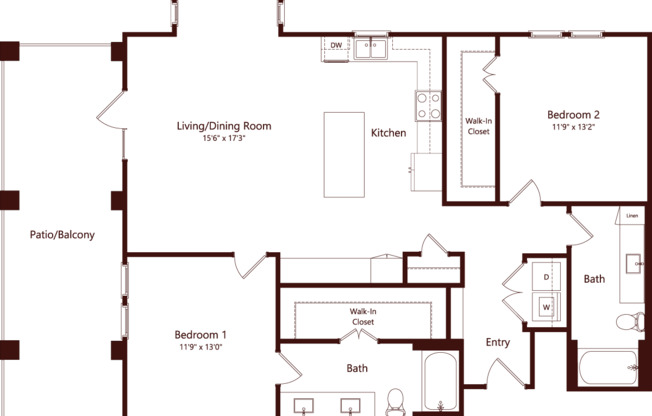 2 beds, 2 baths, 1,360 sqft, $2,909, Unit 1301