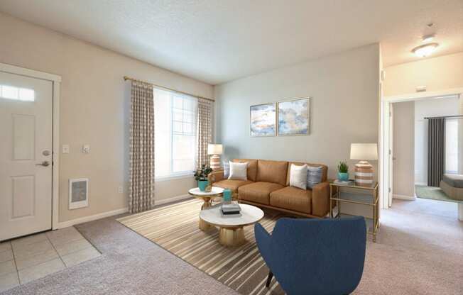 Sunset Crossing Apartments living room staged