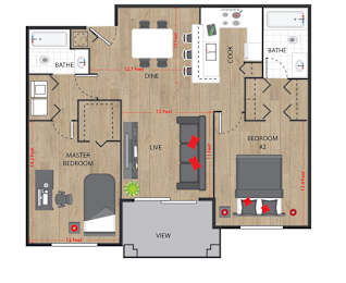 2 beds, 2 baths, 1,150 sqft, $2,800