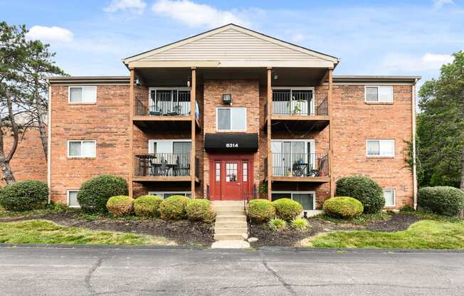 Beautiful brick buildings with private patios at Heritage Hill Estates Apartments, Cincinnati, Ohio 45227