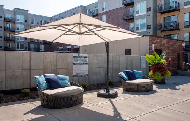 Shaded Lounge Area By Pool at The McMillan, Shoreview, Minnesota