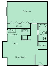 1 bed, 1 bath, 783 sqft, $1,124
