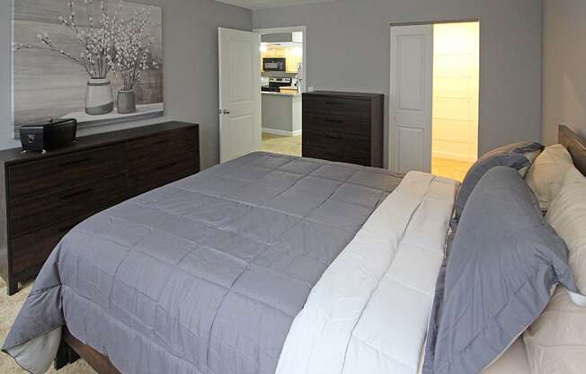 P2 Upgraded Model Bedroom with New Closet Doors and Carpet, at Reserve Square, Cleveland, OH