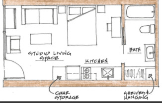 Studio, 1 bath, 314 sqft, $1,400