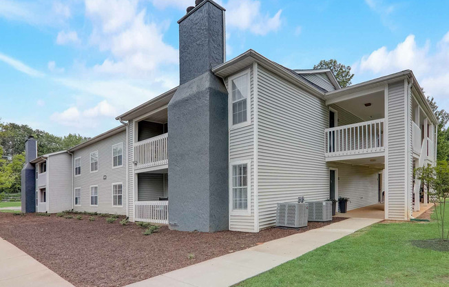 garden apartment exterior on sunny day