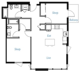 2 beds, 2 baths, 963 sqft, $3,469