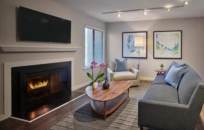 Living Room With Television and Fireplace at Blue Bell Villas, Pennsylvania, 19422
