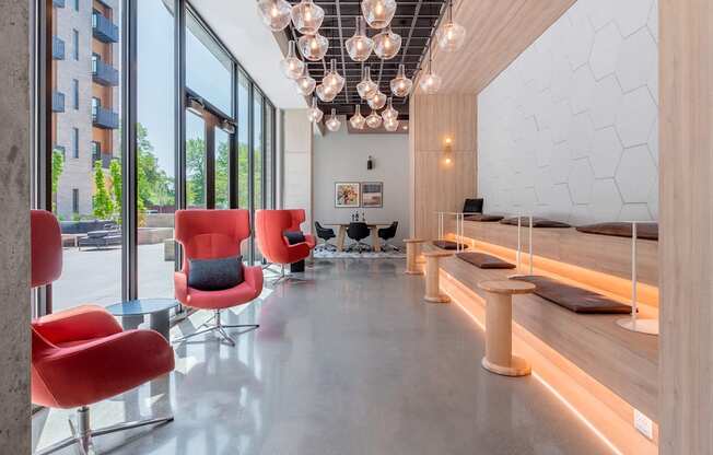 Co-working area at TREO Apartments in Tremont Ohio