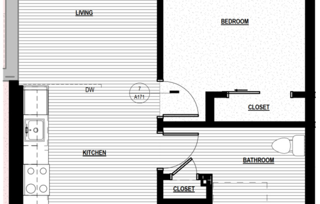 1 bed, 1 bath, 543 sqft, $1,195