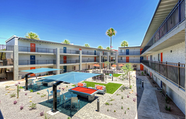 The Icon on Central Apartments in Phoenix, Arizona Courtyard with Games