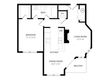 1 bed, 1 bath, 742 sqft, $1,400