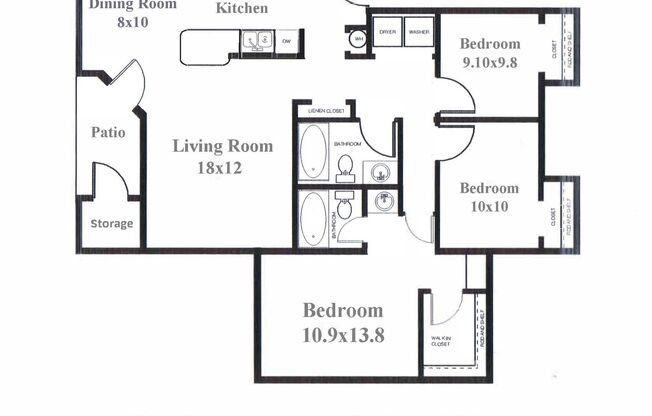 3 beds, 2 baths, 1,148 sqft, $1,750