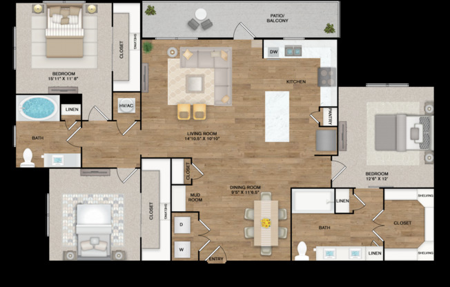 3 beds, 2 baths, 1,400 sqft, $2,549