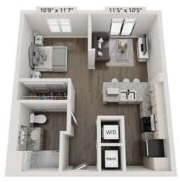 Studio, 1 bath, 538 sqft, $1,309