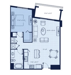 1 bed, 1 bath, 865 sqft, $2,590
