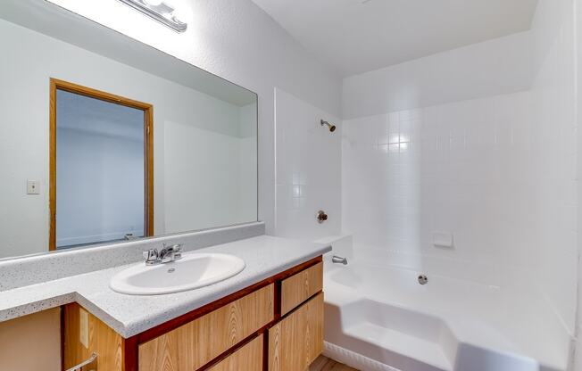 a bathroom with a sink and a bathtub