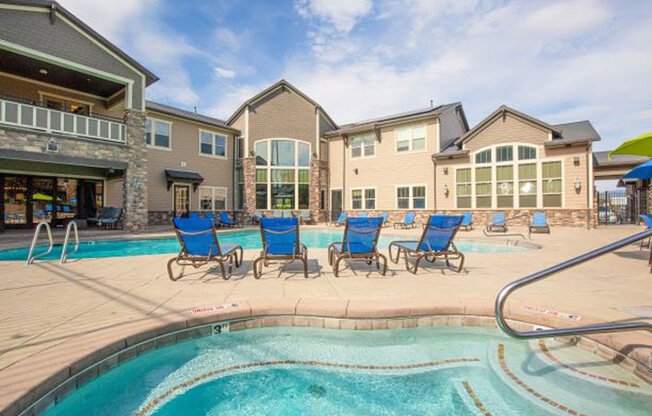 Poolside Relaxing Area at San Moritz Apartments, Midvale, UT
