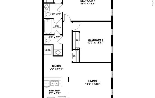 2 beds, 1.5 baths, 926 sqft, $942