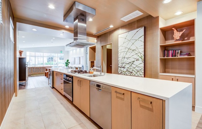 Community kitchen with stainless steel appliances