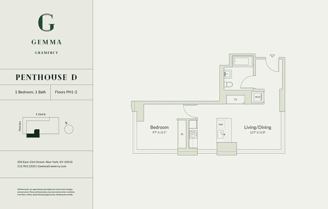 1 bed, 1 bath, $7,339, Unit PH1D