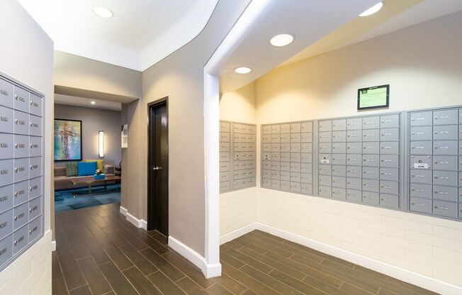 Mail room at Bridgeyard in Alexandria, VA