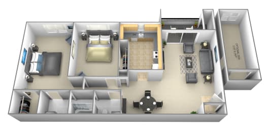 2 beds, 1.5 baths, 844 sqft, $1,413