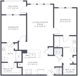 2 beds, 2 baths, 1,071 sqft, $2,875