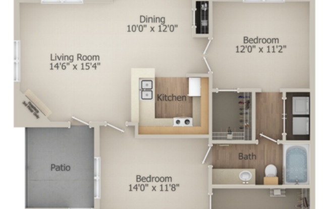 2 beds, 1 bath, 993 sqft, $1,253