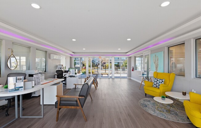 Welcome to Wymore 360 Apartments, where modern design meets comfort. Enjoy our stylish lounge with vibrant accents and ample natural light. Elevate your lifestyle in a community that prioritizes convenience and connection. Schedule your visit today!