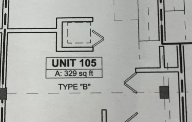 Studio, 1 bath, 329 sqft, $1,050, Unit 105