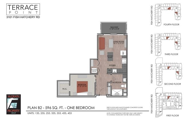 1 bed, 1 bath, 596 sqft, $1,535, Unit 253