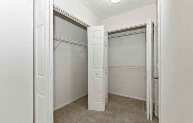 a spacious closet in a bedroom at Canopy at Baybrook apartments in Charlotte NC