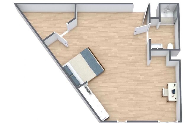 Studio, 1 bath, 542 sqft, $1,250, Unit 229